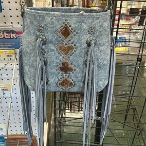 NWT Montana west blue jean cow hid purse